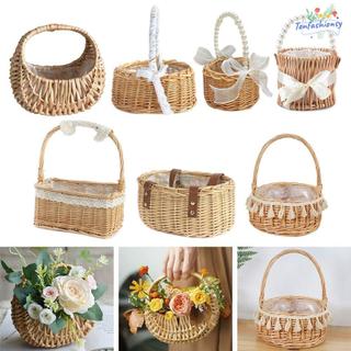 Giỏ hoa cô gái ITRUMPET, Giỏ cắm hoa vàng, nhỏ có tay cầm chắc chắn, hộp đựng dã ngoại nửa mặt trăng cho đám cưới