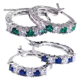 Bông Tai Thả Tròn Đồng Màu Xanh với Cubic Zirconia - Phù Hợp Party, Prom và Hàng Ngày