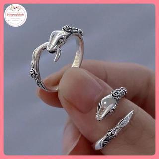 Nhẫn nữ thời trang handmade vintage hình dạng hoa hồng và rắn - Trang sức quà tặng