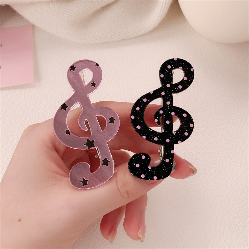 Mới Chấm Bi Âm Nhạc Biểu Tượng Kẹp Tóc Dễ Thương Và Ngọt Ngào Nổ Bên Kẹp Mỏ Vịt Sọc Kẹp Phụ Kiện Tóc