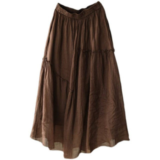 Váy chữ A hai lớp thoáng khí từ cotton và vải lanh, phong cách cổ tích, màu đơn sắc cho mùa xuân thu mới