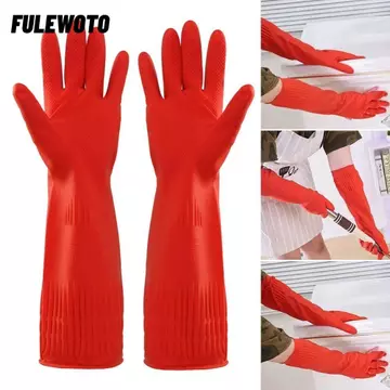FILEWOTO 1 Đôi Găng Tay Cao Su Dài, Găng Tay Cao Su Rửa Xe Chống Hóa Chất, Hộ Gia Đình Dày Cao Su Cực Dài Làm Sạch Hạng Nặng Găng Tay Nhà Bếp Nhà Bếp