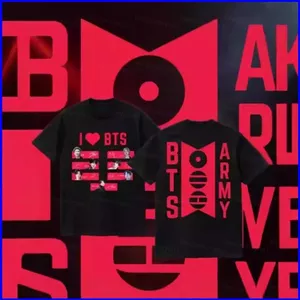 Áo thun cotton dàyGN cho fan BTS, thiết kế chính thức từ tour ARIRANG Thế Giới 2026 - Jin, Jung Kook
