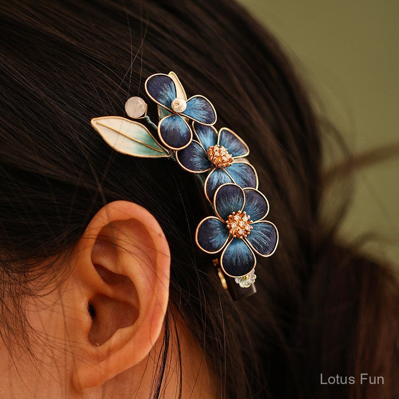 <![Giấc Mơ Xanh] Kẹp Tóc Gỗ Đàn Hương Cổ Điển Trung Quốc Handmade Filigree Họa Tiết Hoa chữ U - Phụ Kiện Tóc Elegant