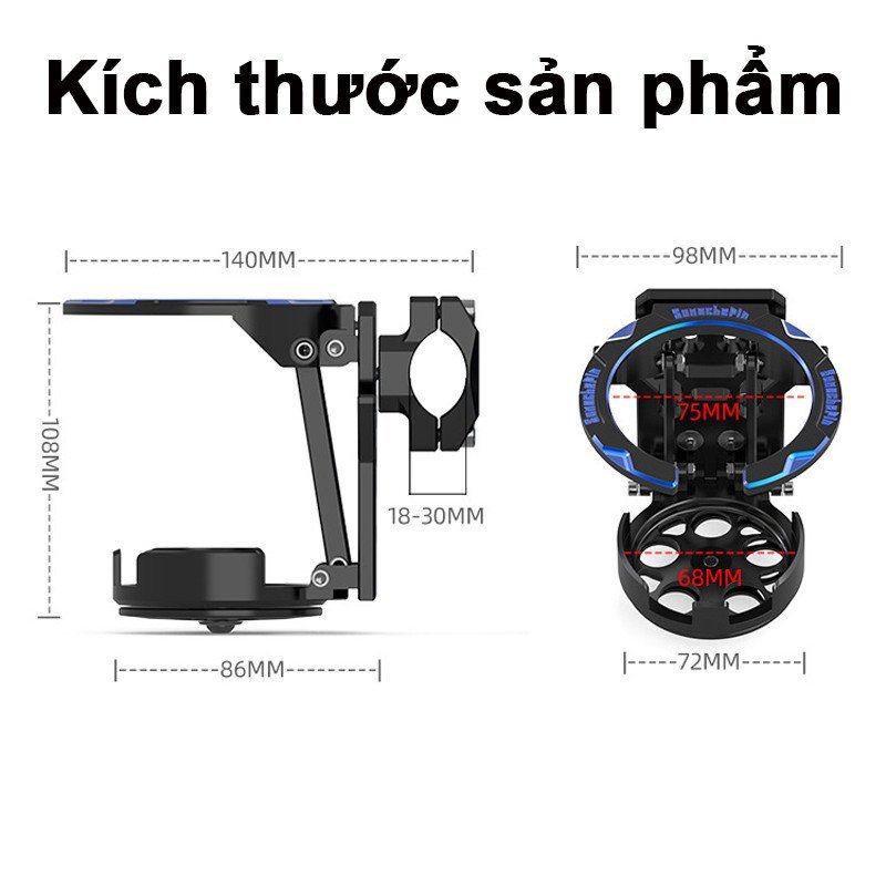 Giá đỡ cốc xe máy gấp gọn nhựa ABS cao cấp tương thích xe máy xe đạp giữ cốc chắc chắn đi học đi làm