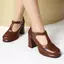 VNTMLH34-43 Kích Thước Lớn Retro Khắc Rỗng Mũi Tròn Dày Gót Giày T-Buckle Dây Đeo Sau Dây Thời Trang Phù Hợp Với Mary Jane Giày