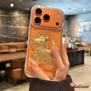 Vỏ trong suốt màu vàng Pony cho iPhone 17 Air 16 15 14 Plus 13 12 11 Pro Max Ốp điện thoại sang trọng Làm giàu năm mới Vỏ mềm trong suốt Vỏ chống sốc Vỏ ngựa vàng