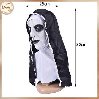 [Linwei] Mặt nạ cao su nữ tu đáng sợ kinh dị kèm khăn trùm đầu Valak Cosplay cho trang phục Halloween