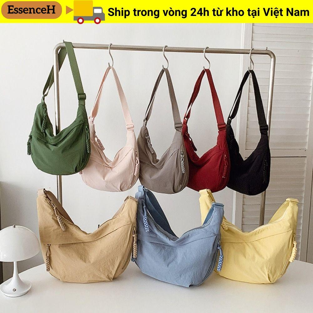 Túi Đeo Ngang ESSENCEH, Túi Đeo Vai Vải Nhẹ, Màu Trơn Đa Năng Dung Tích Lớn Hàn Quốc Đơn Giản Túi Bánh Bao Nam