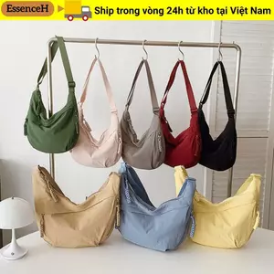 Túi Đeo Ngang ESSENCEH, Túi Đeo Vai Vải Nhẹ, Màu Trơn Đa Năng Dung Tích Lớn Hàn Quốc Đơn Giản Túi Bánh Bao Nam