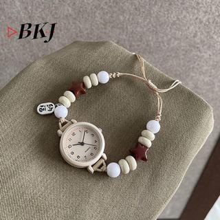 [KJ] Đồng hồ đeo tay thiết kế dệt dân tộc cổ điển thời trang dành cho nữ Cô gái Đồng hồ thạch anh dệt đính cườm dễ thương [Mới]