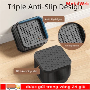 Tấm lót chân nội thất METALWRK, Tấm nâng giường chống trượt tròn, Máy giặt hạng nặng có thể điều chỉnh vuông chất lượng cao Hỗ trợ bàn ghế Sofa Chân ghế Sofa