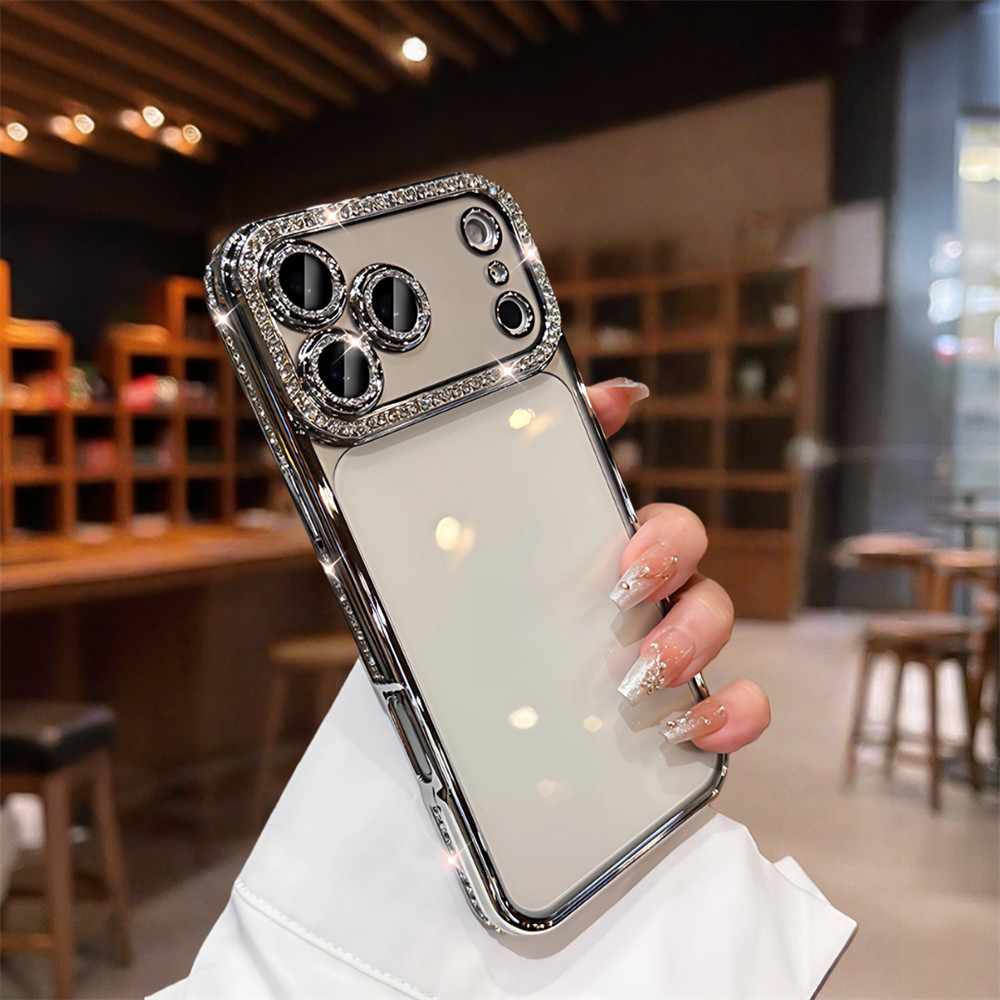 Ốp điện thoại trong suốt kim cương lấp lánh sang trọng cho iPhone 17 Pro Max 16 11 12 13 14 15 pro max 16 plus Bao gồm tất cả bảo vệ ống kính máy ảnh vỏ mềm Vỏ bảo vệ vỏ điện thoại