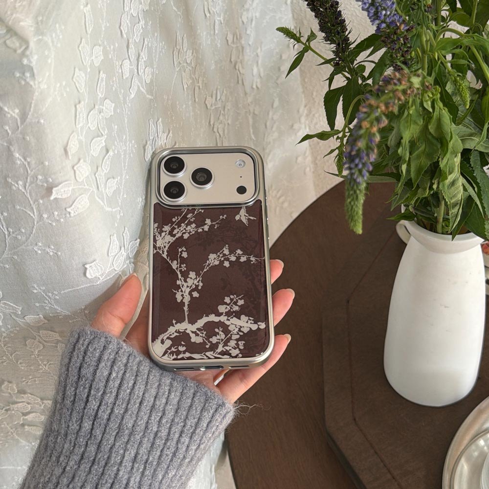Ốp Lưng Cứng Tương Thích Với iPhone 13 14 14Pro 14ProMax 15 15Pro 15ProMax 16 16Pro 16ProMax 17 17Pro 17ProMax Ốp Họa Tiết Cây Hoa Trắng