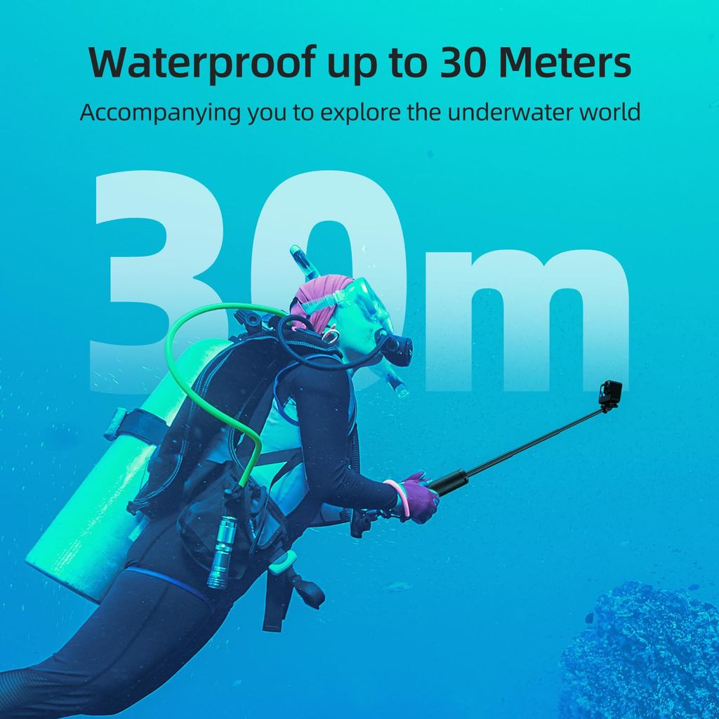 Chân máy Selfie nổi 4 trong 1 – Tay cầm & Monopod có thể mở rộng chống nước cho GoPro Hero 13 – 8, DJI Osmo Action 6 / 5 Pro / 4 / 3, Insta360 Ace Pro 2