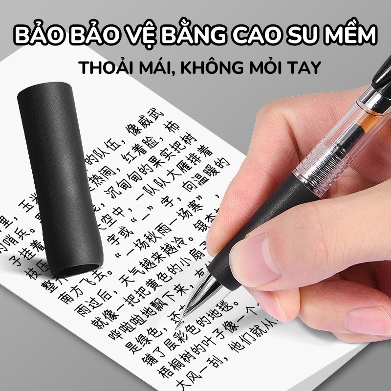 Bút gel ngòi 0.5mm cao cấp viết mượt, mực đen - Bút bi bấm dung lượng lớn viết nhanh khô dành cho học sinh sinh viên