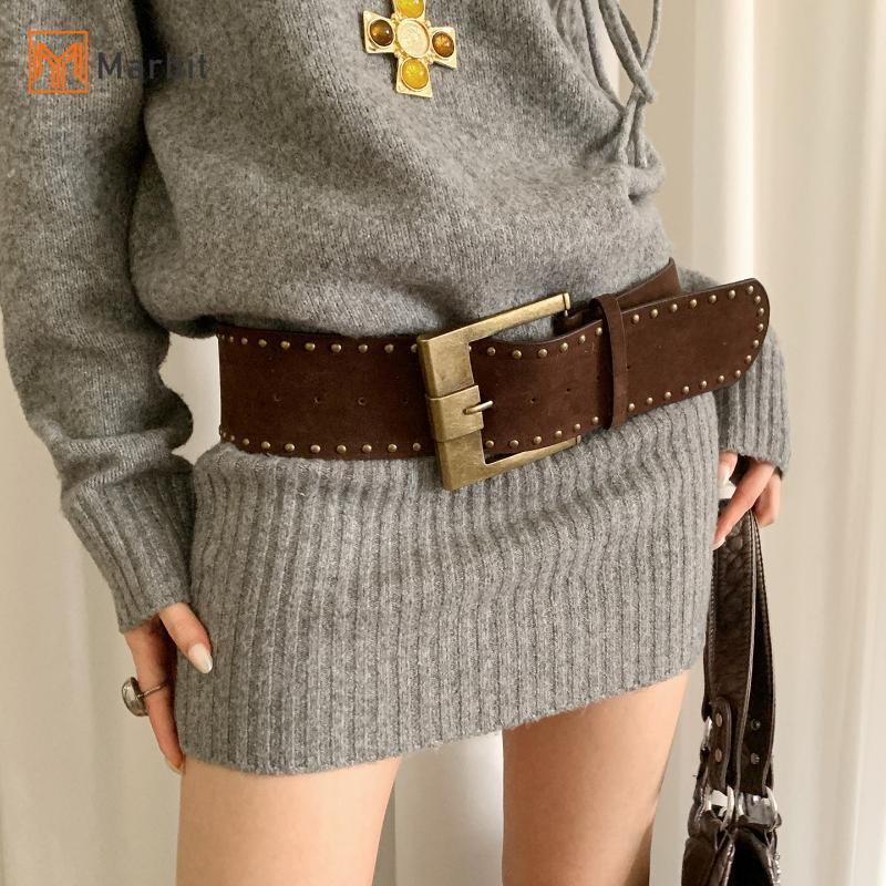 Thắt lưng da lộn cổ điển Punk Gothic Western Cowgirl, phong cách Y2K asymmetrical