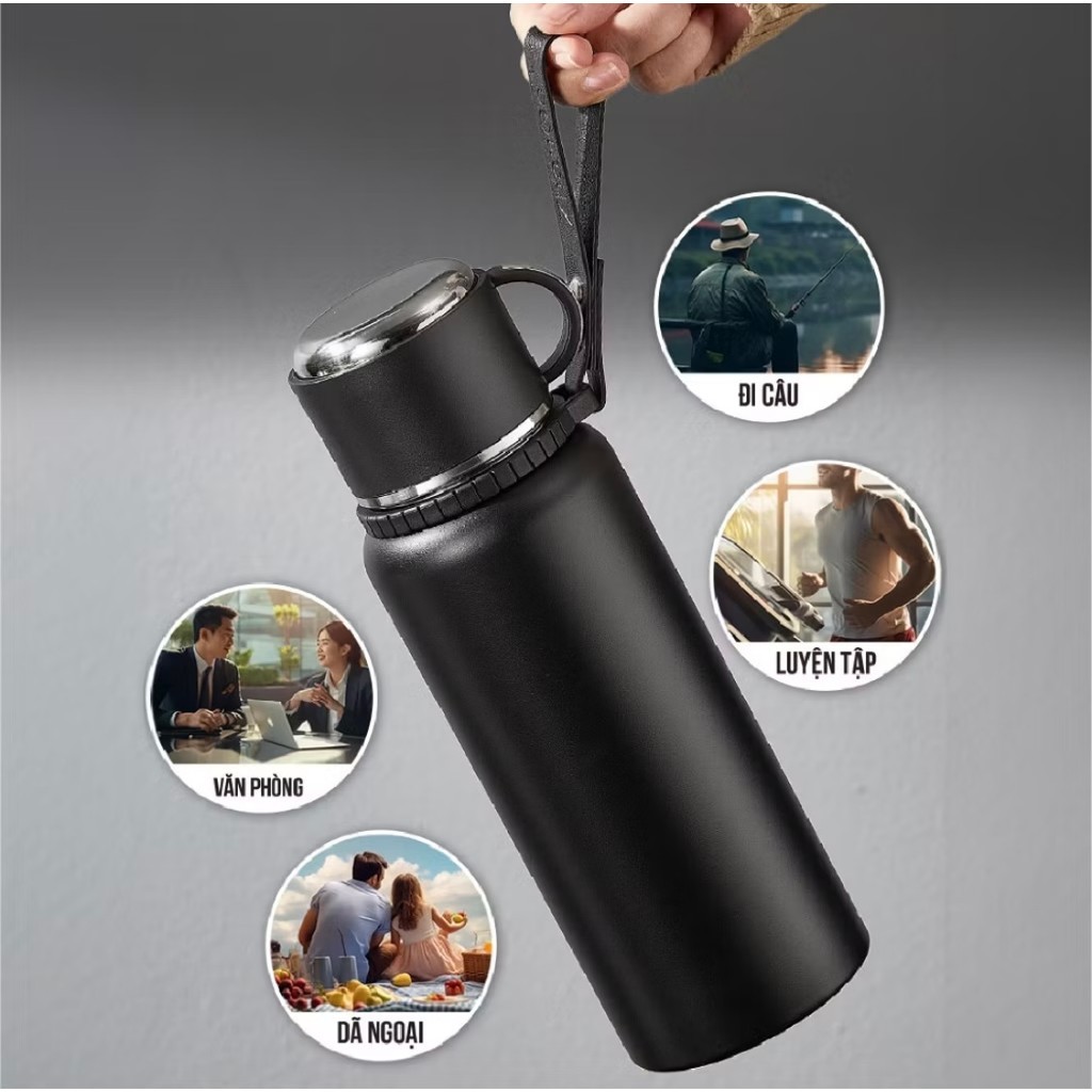 Bình giữ nhiệt lạnh lõi Inox 316: chống gỉ, chống tràn, có nắp lọc trà 600/800/1000ml – tiện dùng