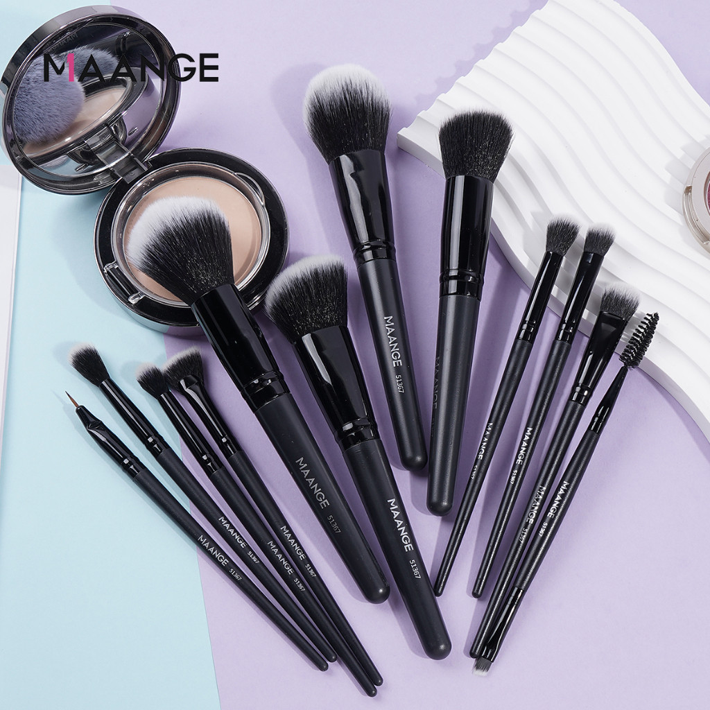 Bộ cọ trang điểm cao cấp 12 món MAANGE, dụng cụ làm đẹp chuyên nghiệp có túi đựng cọ 51367