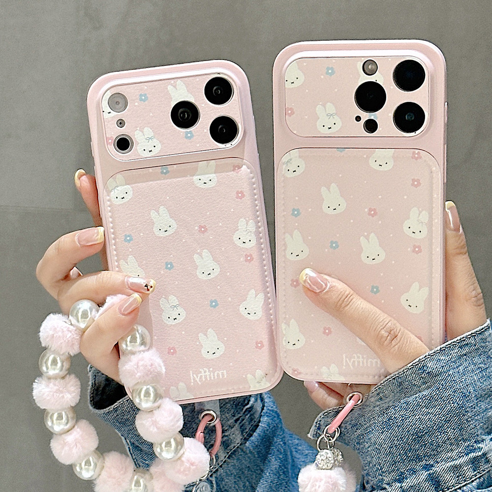 Thỏ Avatar Dây Xích Da Windows Ốp Lưng Điện Thoại iPhone 17 Pro Max 16 15 14 13 Vỏ Bảo Vệ Chống Sốc