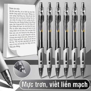 Bút bi bấm chuyên nghiệp cho dân văn phòng, mực nước khô nhanh không lem, đệm cao su cầm chắc tay