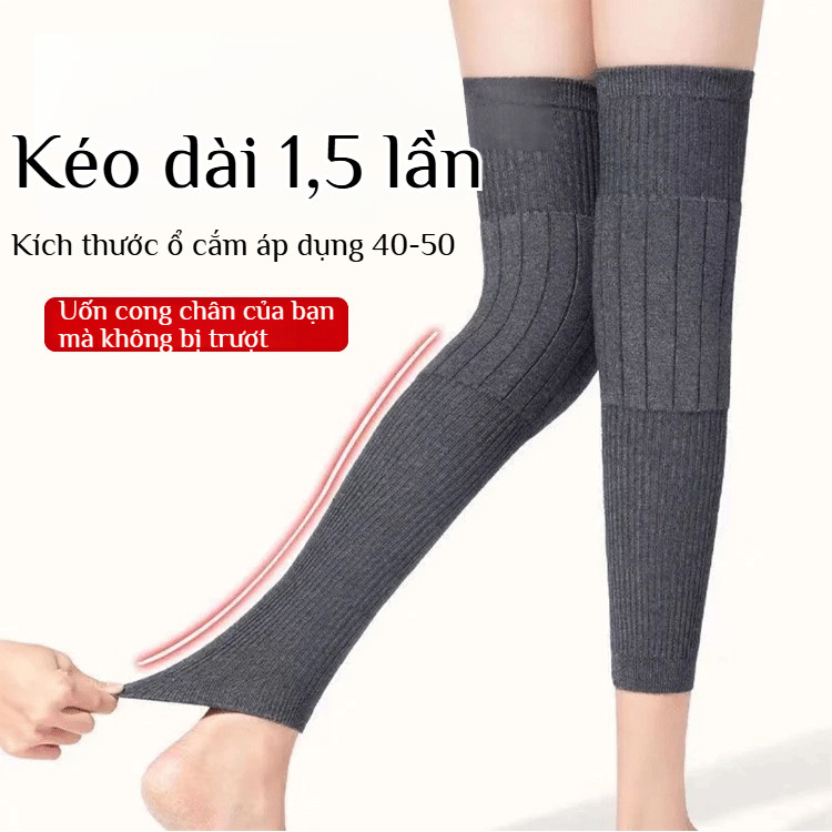 Đai đầu gối cashmere siêu ấm mùa đông, dài, cho người cao tuổi/viêm khớp
