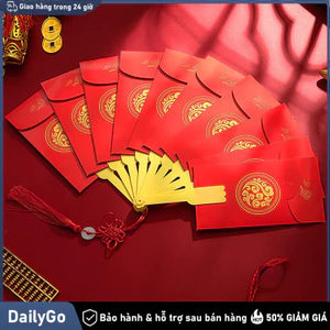 Lì xì quạt 10 ngăn, dây treo đỏ, chất cứng - Lì Xì / Lì Xì Quạt，Xoè Quạt / Quạt，Gấp Gọn， 10 Ngăn，Quà Tặng Bất Ngờ