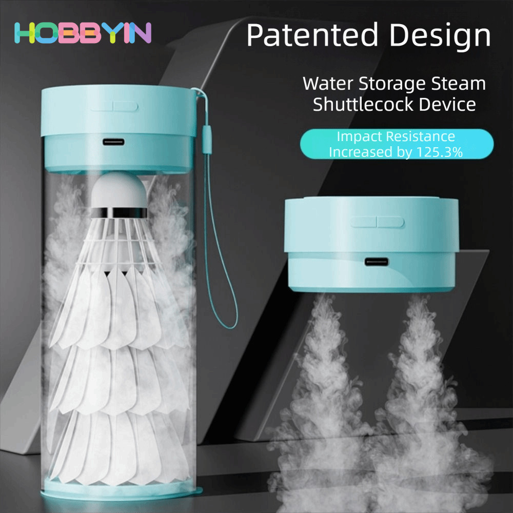 Máy tạo độ ẩm cầu lông HOBBYIN, Máy tạo độ ẩm cầu lông màu xanh trắng hiệu quả, Máy hấp bóng cầu lông không khí Mini có thể sạc lại bền bỉ