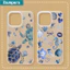 Ốp điện thoại Ibumpers Phong cách ven biển sang trọng Họa tiết biển màu xanh trong suốt Vỏ chống sốc cao cấp mềm mại cho iPhone 11 12 13 14 15 16 17 Pro Max IP 7 8 Plus X XS XR