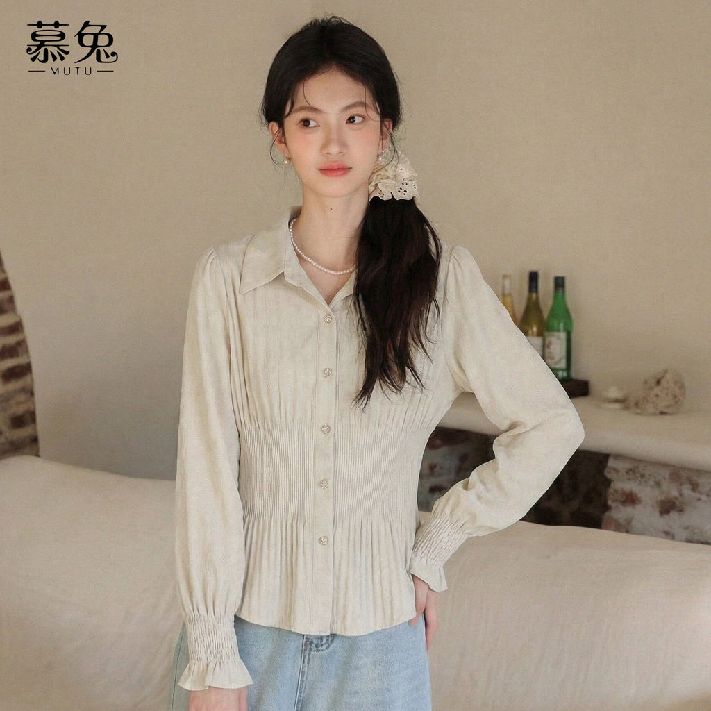 Mutu Pháp Cao Cấp - Áo Sơ Mi Nữ Tay Ve, Nẹp Mỏng Hợp Mốt