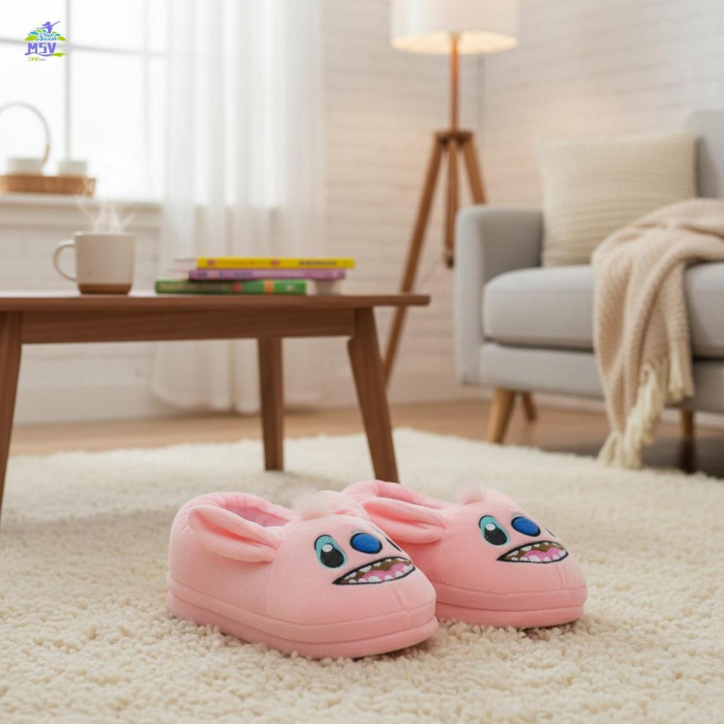 Stitch Sang Trọng Dép Cho Nam Nữ Full Gót Phủ Dày Ấm Áp Trong Nhà Giày Cặp Đôi Quà Tặng Mềm Hoạt Hình Dép