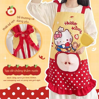 Tạp dề Hello Kitty dễ thương không tay, dùng trong bếp gia đình, chống nước chống dầu, dành cho nữ, phục vụ ẩm thực