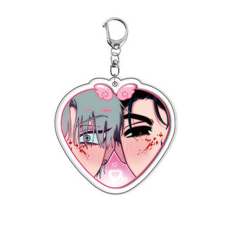 Anime Alien Stage Couple Keychain Heart Shape Acrylic Fun Key Chain Pendant Jewelry Gift
