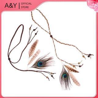 Mũ Boho Lông Vũ A&Y - Dây buộc tóc nữ tính, phụ kiện tóc thời trang Ấn Độ