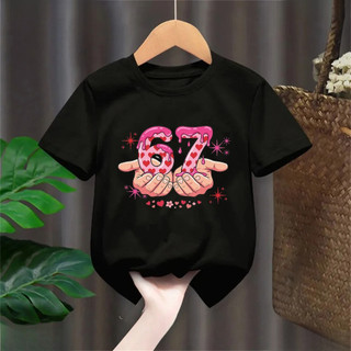 Trẻ Em Brainrot Six Seven 67 Graphic Tee Vui Nhộn In Hình Hoạt Hình Áo Sơ Mi Tay Ngắn