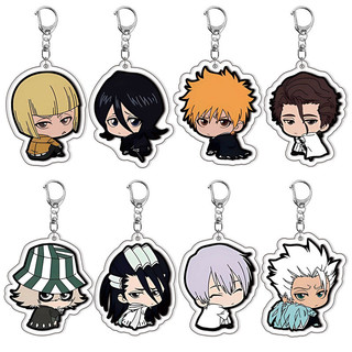 Anime Bleach Keychain for Women and Men Cute Kurosaki Ichigo Kuchiki Rukia Pendant Acrylic Keychain Bag Bag Accessories