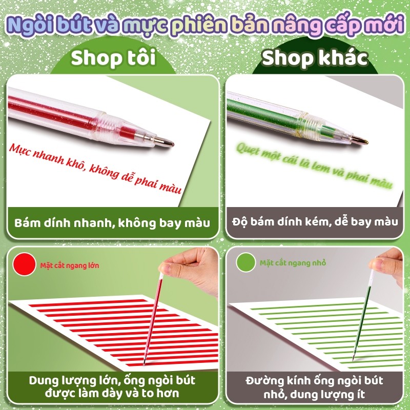 Bút highlight nhiều màu kim tuyến sống động, kết hợp độ sáng và độ bền, bộ 48 cây được tặng sticker gấu trúc
