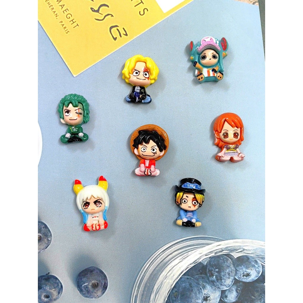 Set charm gắn dép: Charm OnePie Đảo hải tặc phong cách chibi, Monkey D. Luffy, Zoro, Sanji, Nami, Robin, Chopper, Sabo)