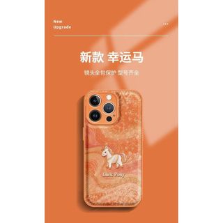 Thích hợp cho Ốp điện thoại 17promax iphone15 Air Cushion 1614 Dây buộc Pony dễ thương 14 Phong cách mới màu cam