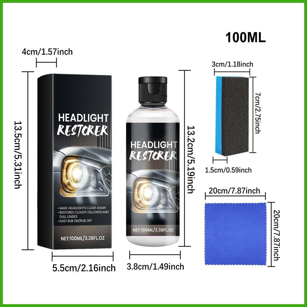Chất lỏng phủ đèn pha 100ml Bộ phục hồi đèn pha ô tô Phục hồi đèn pha ô tô Phục hồi phục và bảo vệ chất lỏng wipqsvn