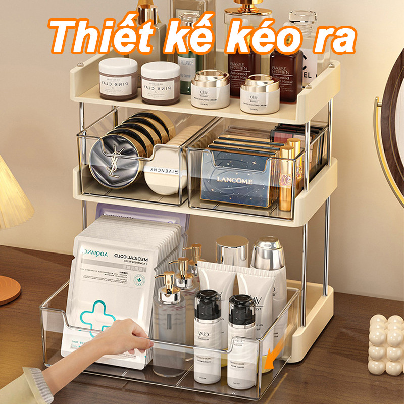 Dụng Cụ Trang Điểm Có Ngăn Kéo 2 / 3 Lớp Dung Tích Lớn Chống Bụi Đựng Mỹ Phẩm Cho Bàn Trang Điểm Phòng Tắm