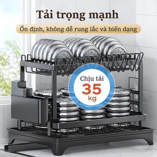 Giá để đồ nhà bếp giá đựng 2/3 tầng bát đĩa có khay thoát nước【Thép cacbon chất lượng cao】