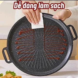 ( 34cm) Chảo Nướng Đá Chống Dính Không Dầu Hàn Quốc Dùng Cho Bếp Từ Và Bếp Gas Tiện Lợi Dễ Vệ Sinh (hàng tốt)