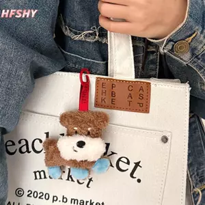 HFSHY Sáng Tạo Dễ Thương Sang Trọng Chó Con Búp Bê Mặt Dây Chuyền Móc Khóa Kawaii Mềm Nhồi Bông Búp Bê Đồ Chơi Quyến Rũ Bapa Treo Phụ Kiện Trang Trí Quà Tặng VN
