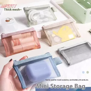 HFSHY 1Pc Di Động Mini Dây Kéo Lưới Túi Bảo Quản Ví Đựng Tiền Xu Lưới Vuông Nhỏ Ví Đựng Tiền Xu Du Lịch Bảo Quản Mang Theo Túi Có Dây Kéo VN