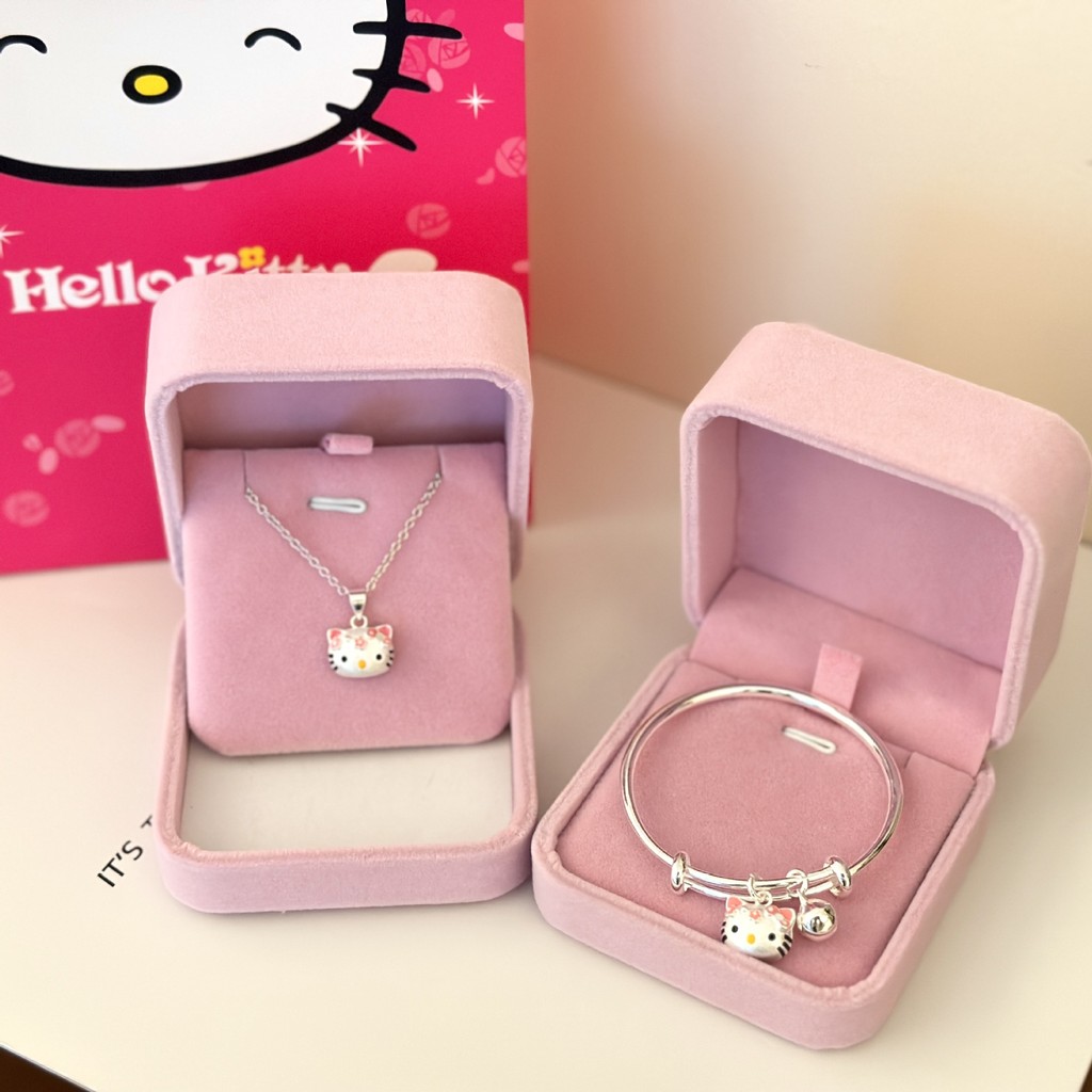 Quà Tặng Sinh Nhật Vượt Qua Vòng Tay Bạc Nữ Ngọt Ngào Dễ Thương hello Kitty Mặt Dây Chuyền Vòng Cổ Bé Lớn Kid Bạc Bộ Trang Sức Quà Tặng