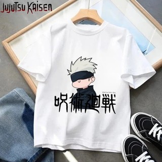 Jujutsu Kaisen Áo thun trắng nguyên chất Gojo Satoru in quần áo ngắn tay hàng ngày dành cho trẻ em