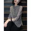 Áo sơ mi houndstooth cổ đứng dành cho nữ - Tay dài, dáng ôm, phù hợp thu đông