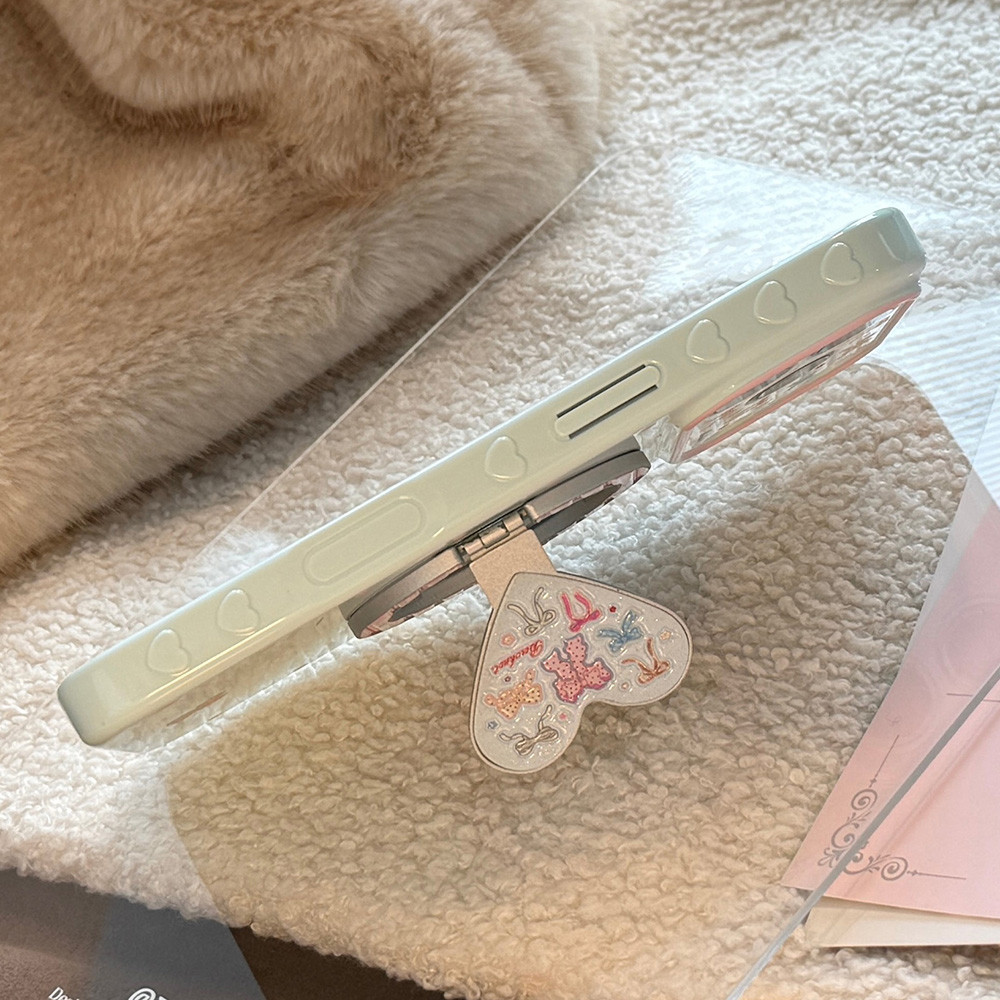 Giá đỡ gấp từ tính Bowknot Side Love Heart Vỏ điện thoại mềm cho iPhone 17 Pro Max 16 15 14 13 Vỏ bảo vệ chống sốc
