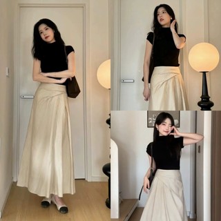 Set Áo Zip Đen Mix Chân Váy Đũi Xoắn Eo Dáng Dài Hàng 2 Lớp Siêu Xinh, Set Đồ Bộ